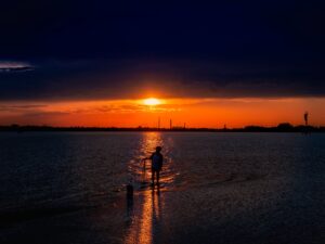 fishing light sea dawn